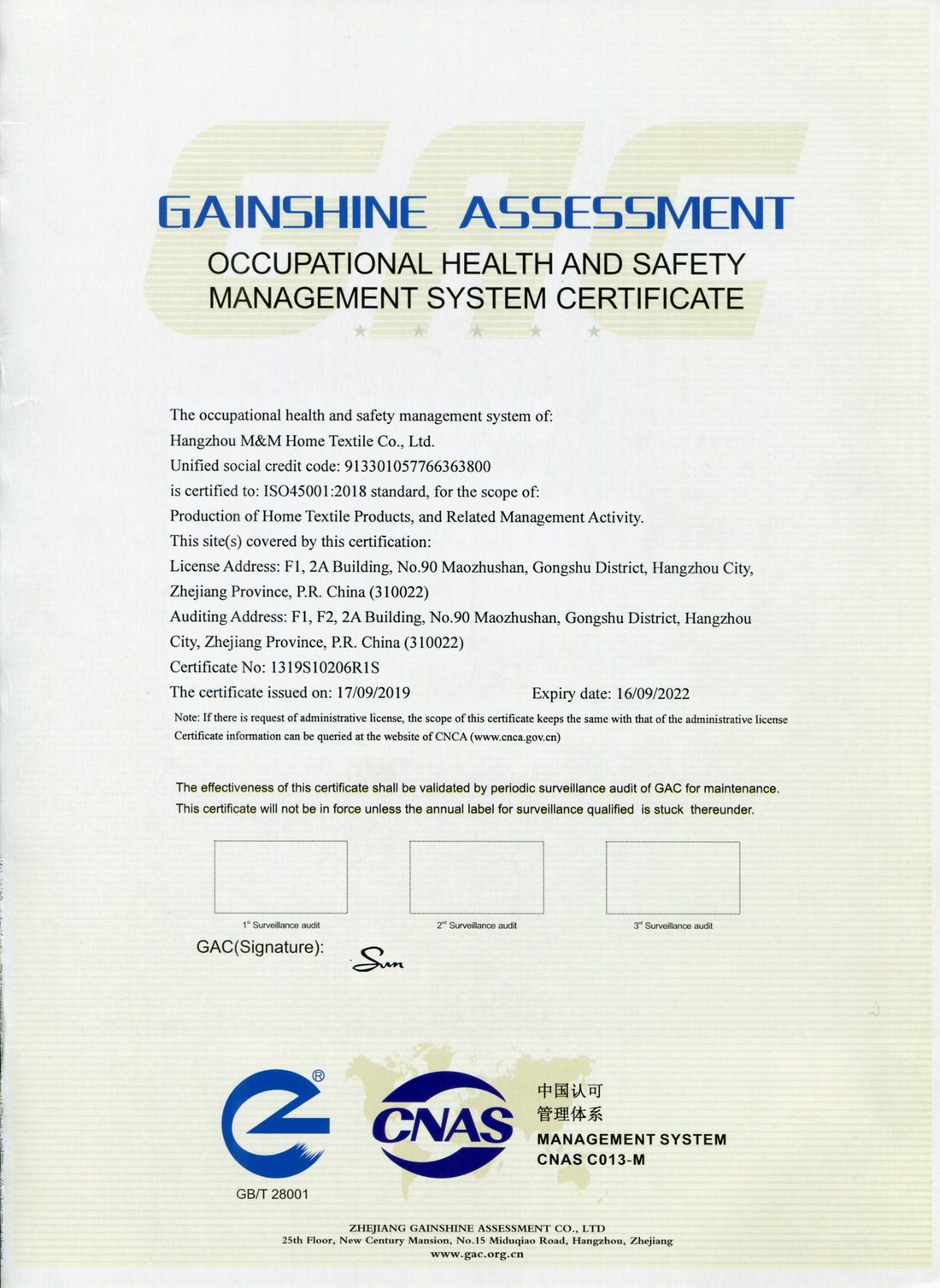 Management system certificate set C