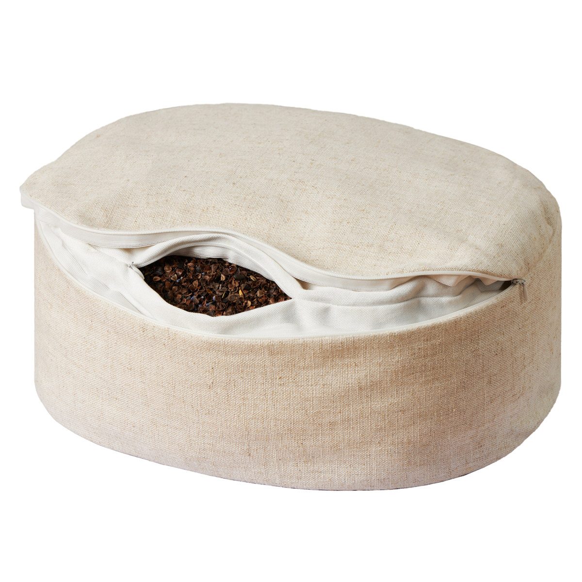 Custom round cushion with woven trim